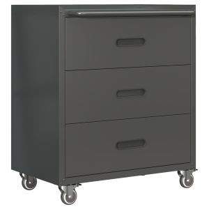Armoire rangement métal roulante, 3 tiroirs outils, noir/gris