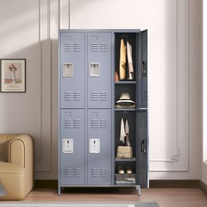 Casier métallique 6 portes 72 po avec serrure, gris