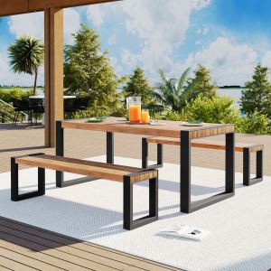 Ensemble table patio GO 3 pièces bois acacia