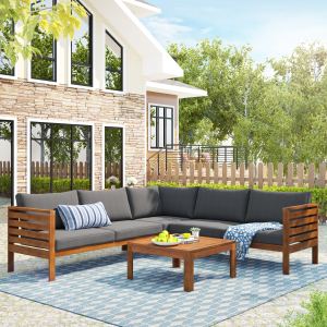 Sofa extérieur bois gris coussin design exotique