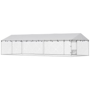 PawHut Dog Kennel Outdoor Dog Run Waterproof UV-Resist Cover Lockable Door Adjustable Bowls 20 X 7.5 X 5ft,Multiple Packages