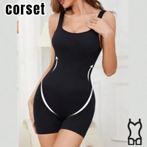 Women's Wide Strap Body Shaper Bodysuit - Tummy Control & Butt Lifter Shapewear With Push-Up Bust Support, Waist Cincher Corset For Postpartum Recovery & Firming