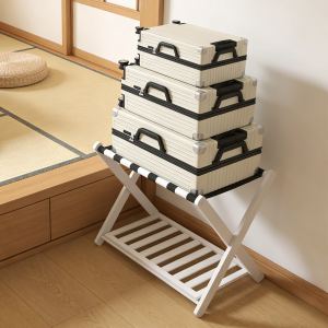 Porte-bagages bambou pliant - Rangement chambre hôtel