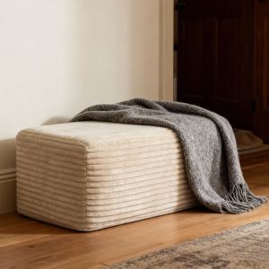 Pouf ottoman peluche nuage modulable, sectionnelle salon beige