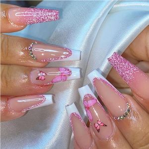 24 ongles art paillettes papillon