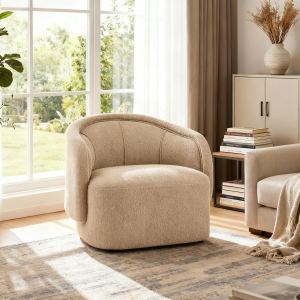 Fauteuil accent Amanda beige boucle courbe