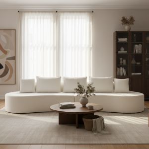 Sofa sectionnel courbe 138.6po, mousse comprimée, 2 pièces moderne