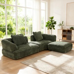 Sofa sectionnel L 122 po, mousse comprimée, méridienne