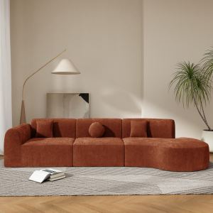 Causeuse sectionnel courbe 140", mousse compressée