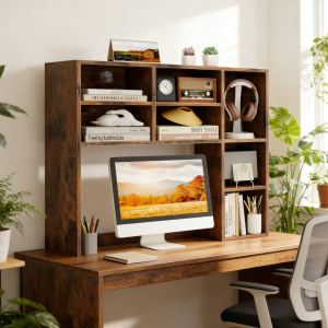Bibliothèque bureau 7 cubbies 3 tablettes ajustables