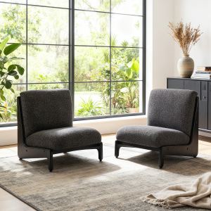 Living Moda Ensemble 2 fauteuils accentuation noir, cadre bois massif
