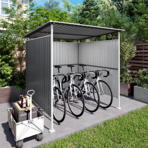 6x6FT Outdoor Pergola For Patio,Bike Storage Shed,Lean To Hardtop Grill Gazebo, Metal Pergolas And Gazebos,Year-Round Metal Gazebo Heavy Duty Awnings For Patio, Decks,Lawn, Backyard