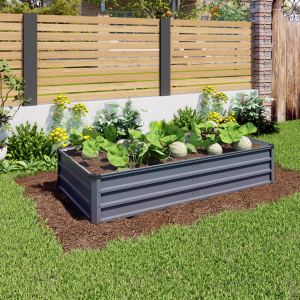 Kit 2 jardinières surélevées métal galvanisé gris 6x3x1 pi