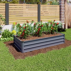 Lit jardin 6x3x1pi galvanisé gris métal