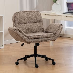 Chaise croisée accoudoirs ajustables 5 vitesses, teddy brun