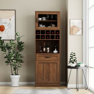 Armoire pantry multifonction cuisine portes verre étagères storage