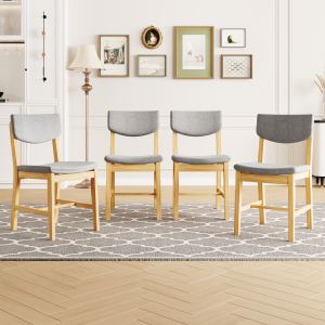 4 Chaises Salle à Manger Farmhouse Tissu Gris Bois