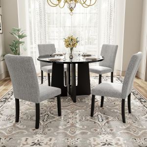 Ensemble dîner 5 pièces, table ronde 43", 4 chaises