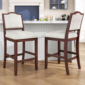 Ensemble 2 tabourets comptoir bois rustique cerise