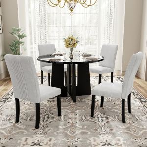 Ensemble table ronde 43" 4 chaises rembourrage moderne