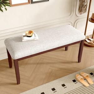 Banc rembourré chambre bout lit 38po bois beige cerisier