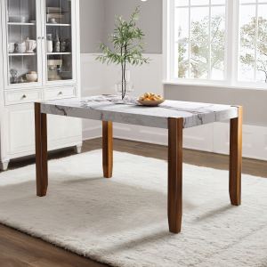 Table à manger 46,5 po marbre blanc, pieds bois WF321684AAK