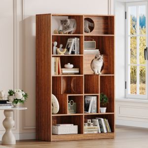 Bibliothèque chat moderne 2 en 1, maison chat, brun