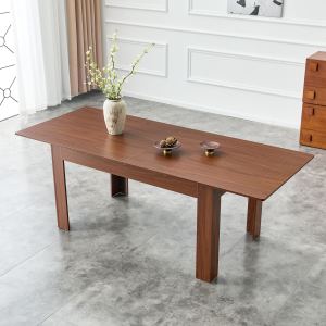 Table salle à manger extensible noyer, 2 abattants, moderne