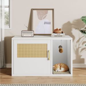 Meuble Litière Chat Blanc Moderne Table Séjour Chambre