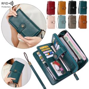 Portefeuille femme fermeture éclair RFID long capacité