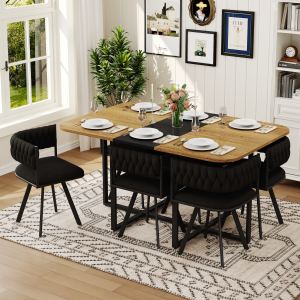 Ensemble table à manger 7 pièces 6 chaises velours