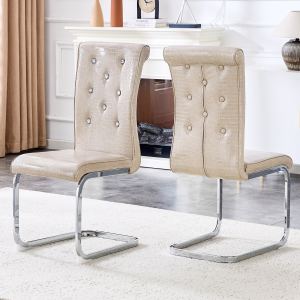 Lot 2 chaises salle alligator cristal metal bow leg