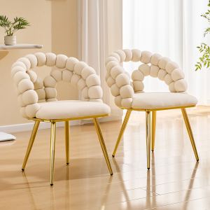 Chaise à manger velours bulle or ensemble 2 beige