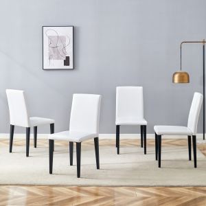 Chaises salle à manger 4x PU blanc, dossier ergonomique