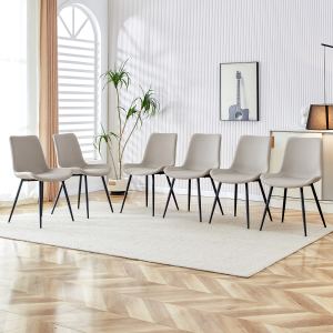 Chaise cuir gris pieds métal 6x design courbé
