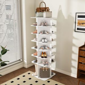 Rangement chaussures rotatif 7 étages 360° blanc 28 paires
