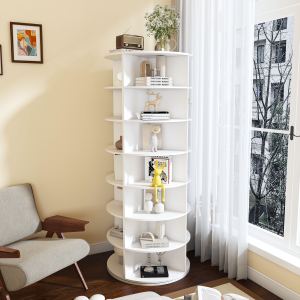 Meuble chaussures rotatif 7 étages 28 paires blanc