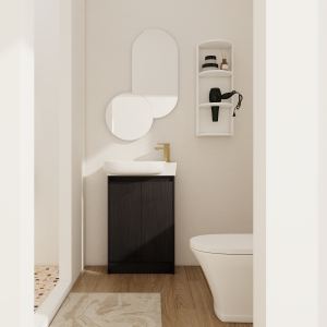 Vanité salle bain 23 po avec lavabo et rangement, portes soft-close