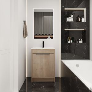 Vanité salle de bain 2 portes, KD-PACKING BVB02424PLO-G-BL9060B
