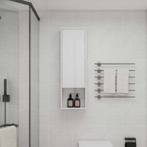 Armoire murale salle bain 12 po, portes fermeture douce, blanc