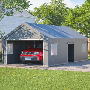 Abri carport 13x26 FT avec portes roulantes et murs amovibles