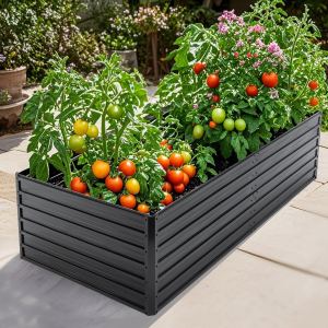 Jardinière surélevée galvanisée 7,2x3,6x2pi, noir, métal