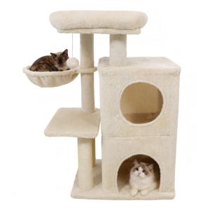 Tour à chat beige 33,5 po multicouche 2 condos antitopple