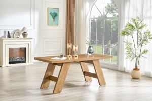 Table à manger MDF grain bois clair 71x31,5" moderne 6-8 personnes