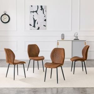 Chaises salle à manger tissu luxe 4 pièces - Marron