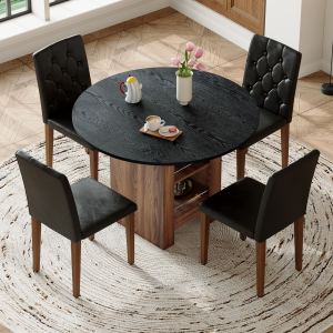 Ensemble table chaises 42po noir plateau double