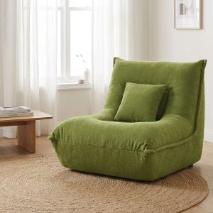 Fauteuil lounge mousse, canapé chambre vert, sans assemblage