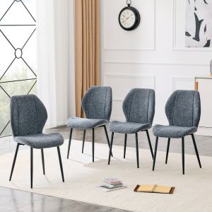 4 chaises salle à manger bleu ardoise coussin métal