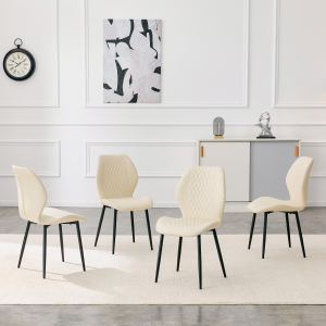 Ensemble 4 chaises cuir synthétique blanc et noir
