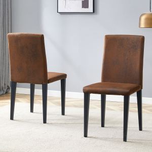 Chaises salle à manger tissu technologie brun, ensemble de 2